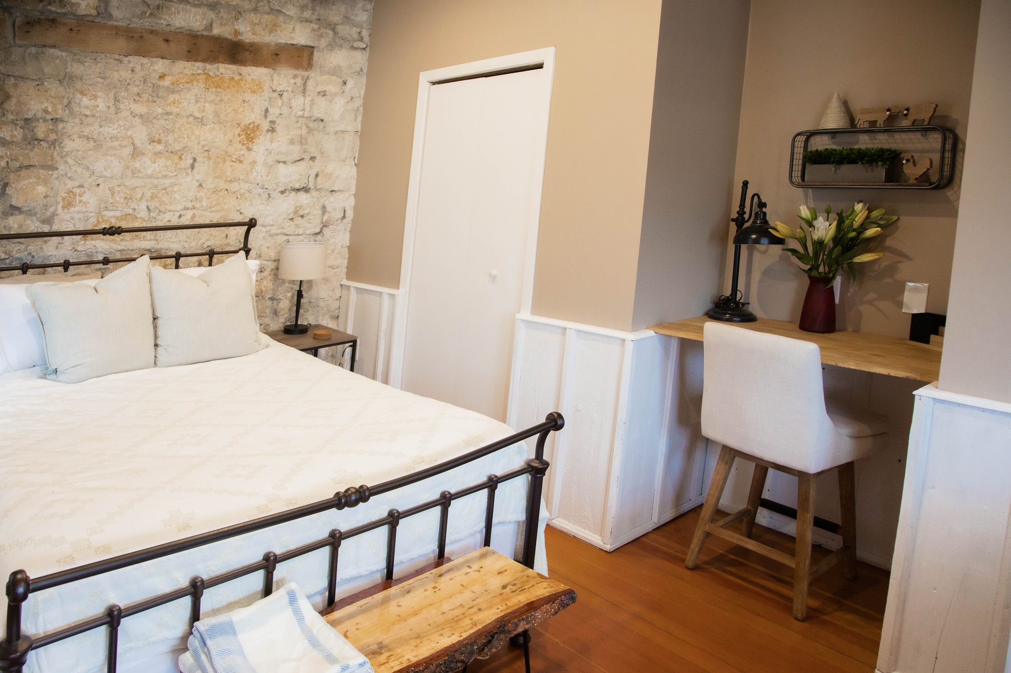 Suite B original limestone wall
